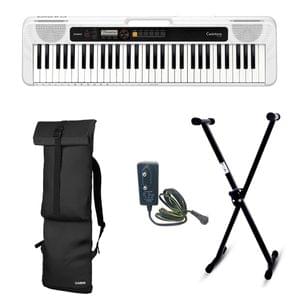 Casio Casiotone CT S200 White Portable Keyboard with Adaptor Bag and Black Stand 